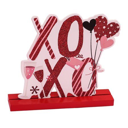 Fityle Valentine s Day Heart Love Wooden Signs Freestanding Love Tabletop | Walmart (US)