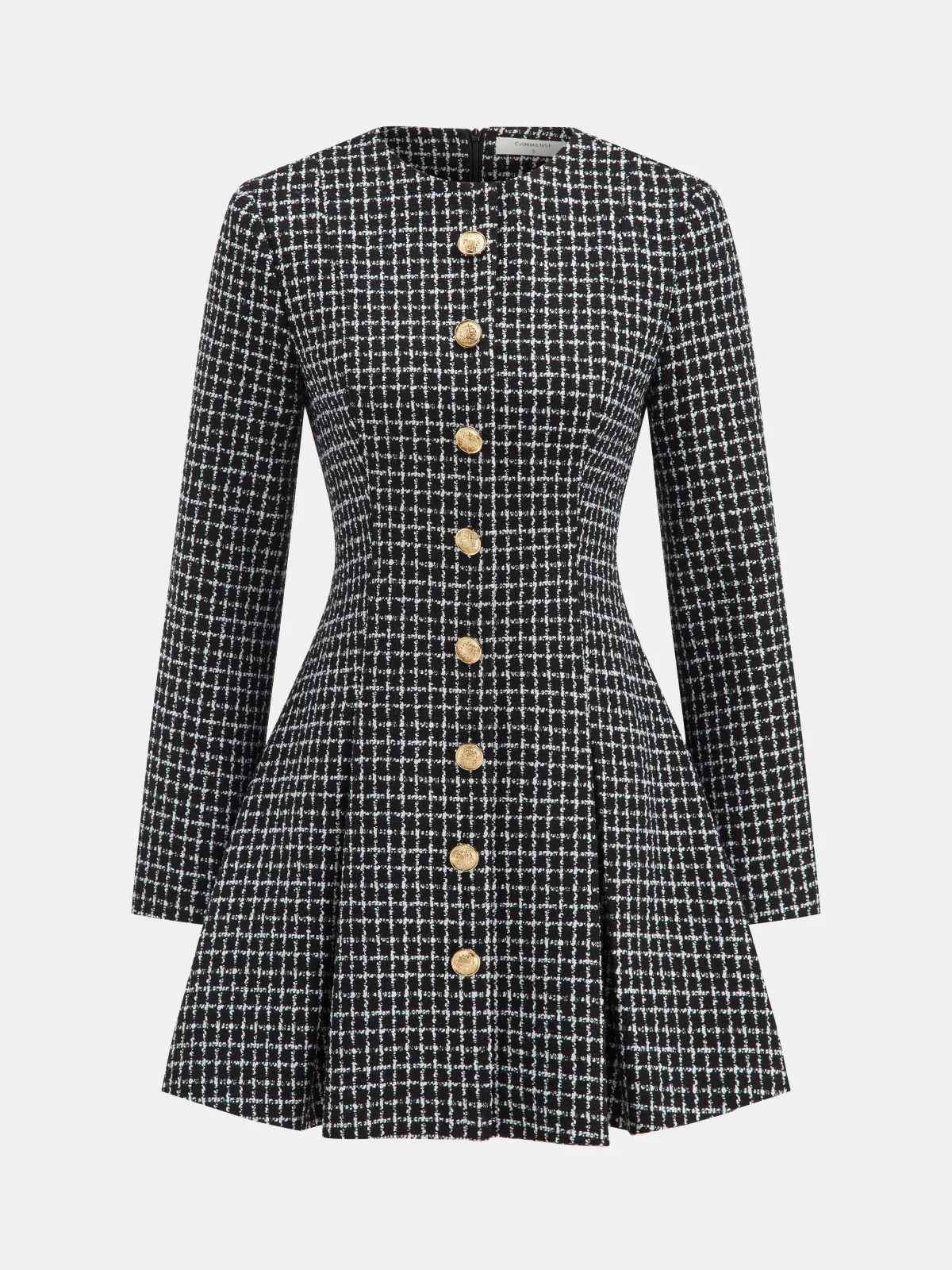 Plaid Metal Button A-Line Mini Dress | Commense