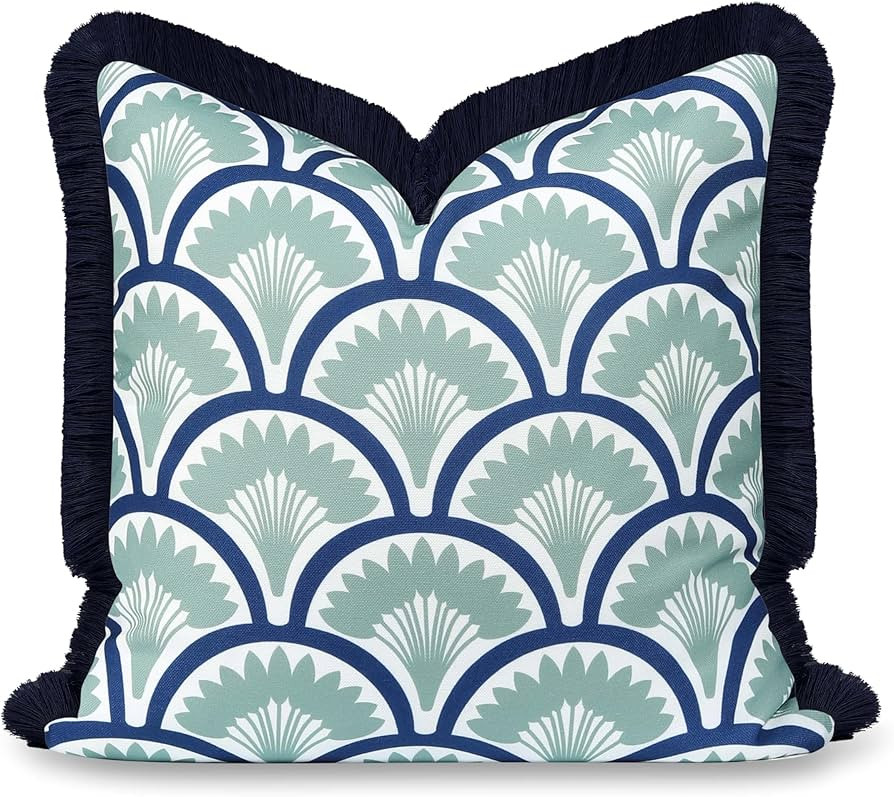 Hofdeco Premium Coastal Grandmillennial Patio Indoor Outdoor Throw Pillow Cover Only, 20"x20" Wat... | Amazon (US)