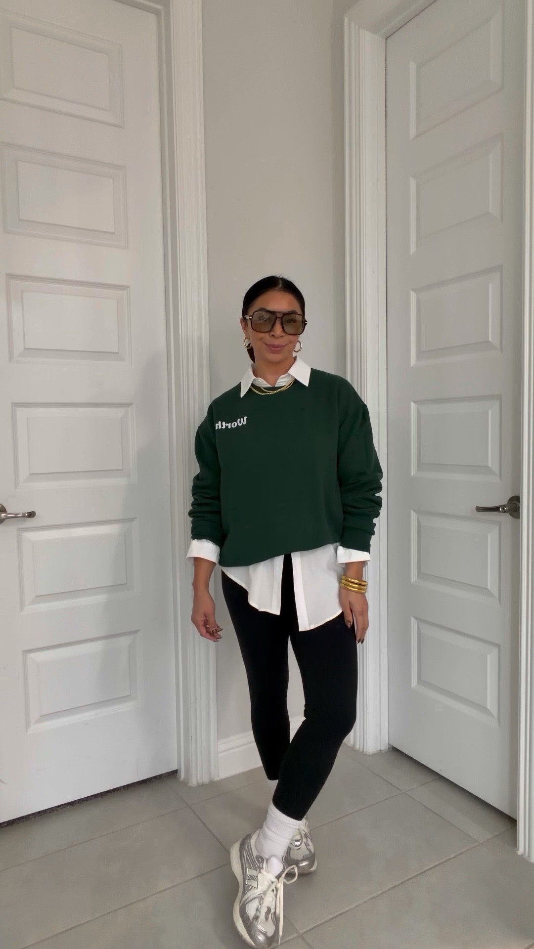 Dressing up some leggings and a crew neck sweatshirt! 

#spanx 

#LTKdayinmylife #LTKActive #LTKmomlife