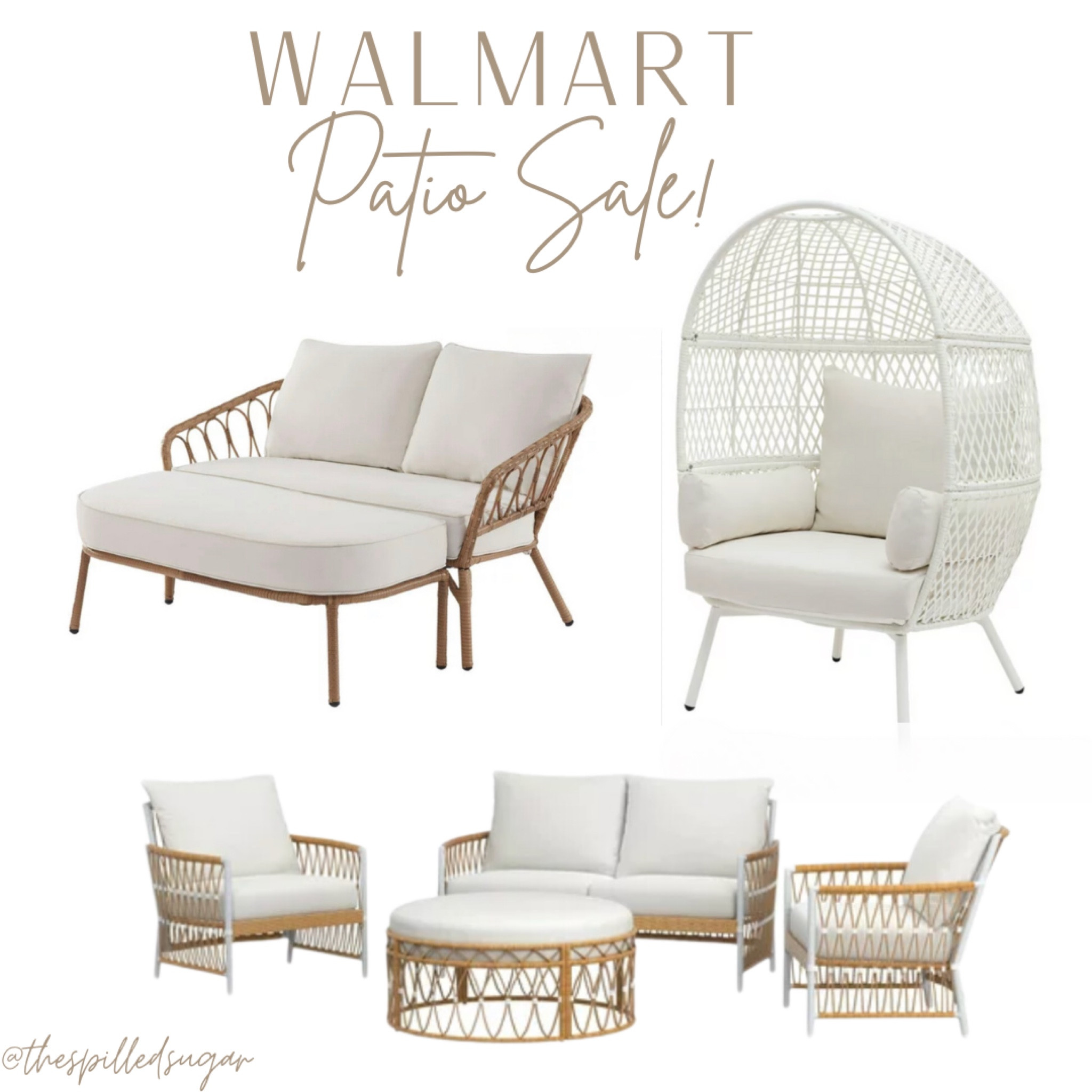 Walmart patio furniture sale! 

Egg chair, love seat, ottoman, outdoor furniture, Walmart finds, wicker furniture, rattan furniture, white wicker 

#LTKsalealert #LTKhome #LTKSeasonal
