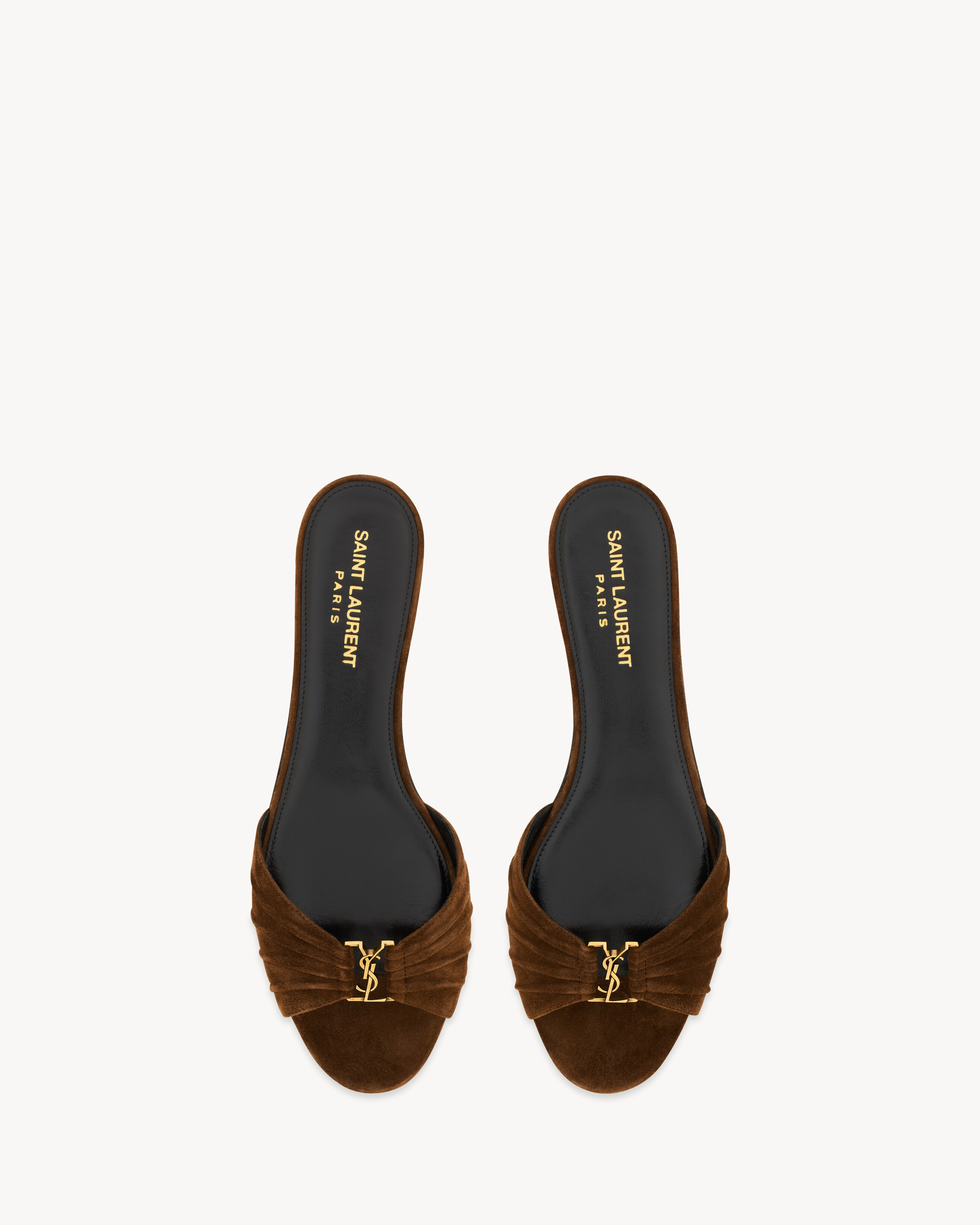 Saint Laurent Babylone Slides In Suede - Amber - Women - 36.5 | Saint Laurent Inc. (Global)