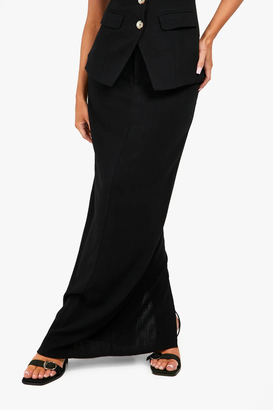 Skirts | Linen Look Column Fitted Maxi Skirt | boohoo | Boohoo.com (UK & IE)