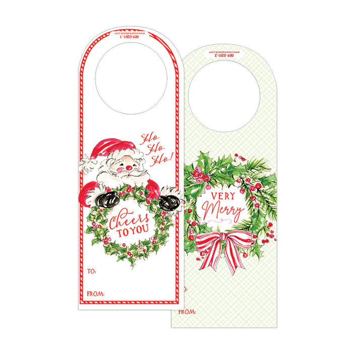 Very Merry Wreath Wine Tags | Rosanne Beck Collections