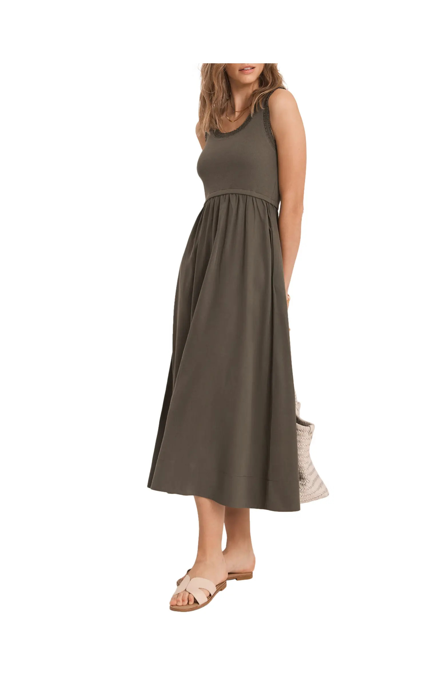 Ruched Trim Cotton Midi Dress | Nordstrom