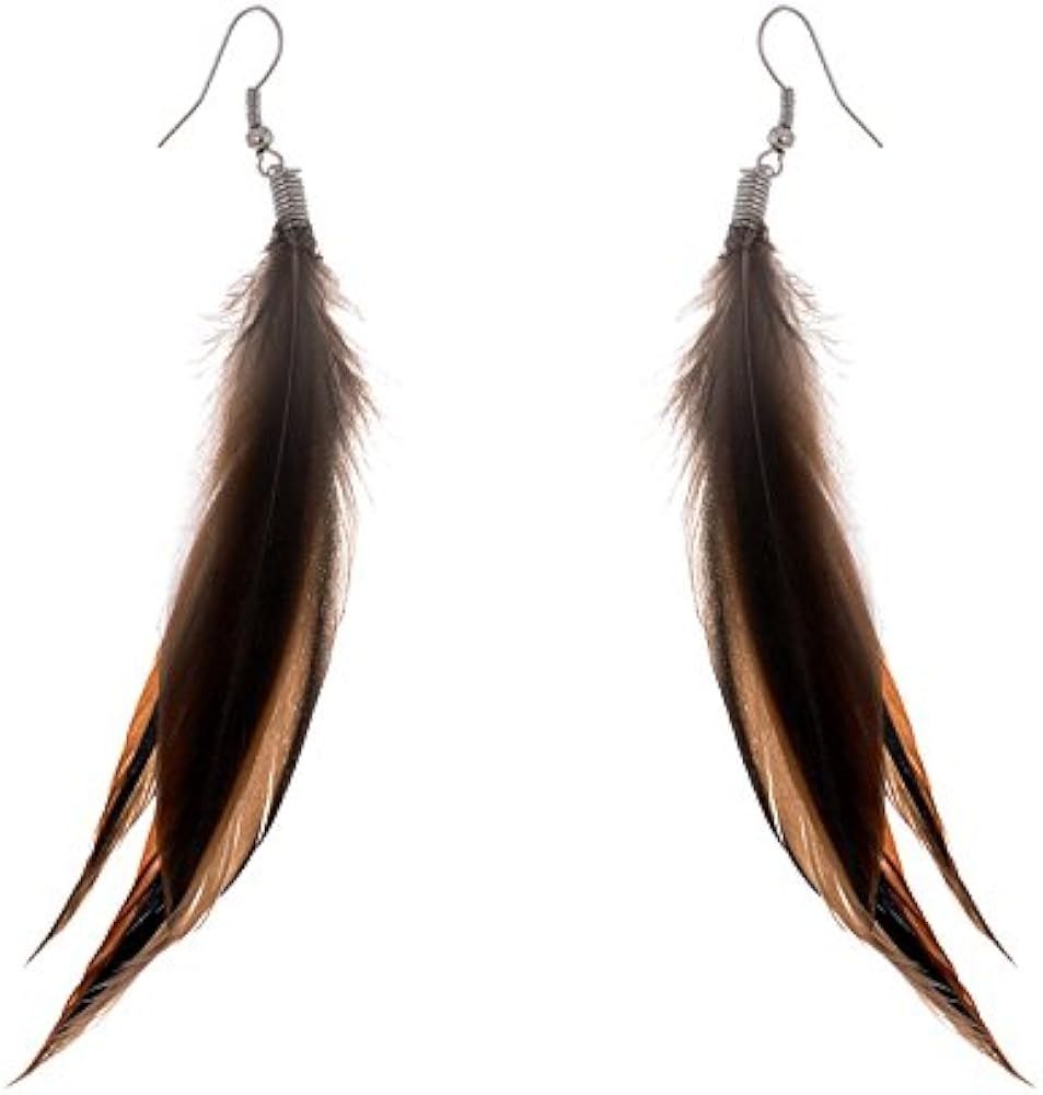 Lureme Bohemian Style Brown Feathers Dangle Earrings for Women and Girls (02004756-2) | Amazon (US)