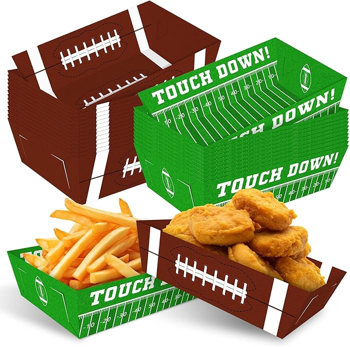 36pcs Football Disposable Paper Food Trays Super Football Bowl Birthday Serving Paper Food Boats ... | Amazon (US)