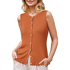 Arach&Cloz Women's Wool Blend Non See Through Button Down Business Casual Tank Tops 2026 | Amazon (US)