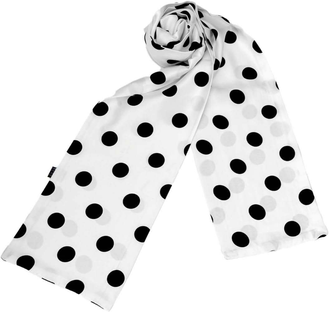 Women's Scarf Polka Dot Black and White Scarf Retro Chiffon Sheer Dot Scarf Stylish Fashion Necke... | Amazon (US)