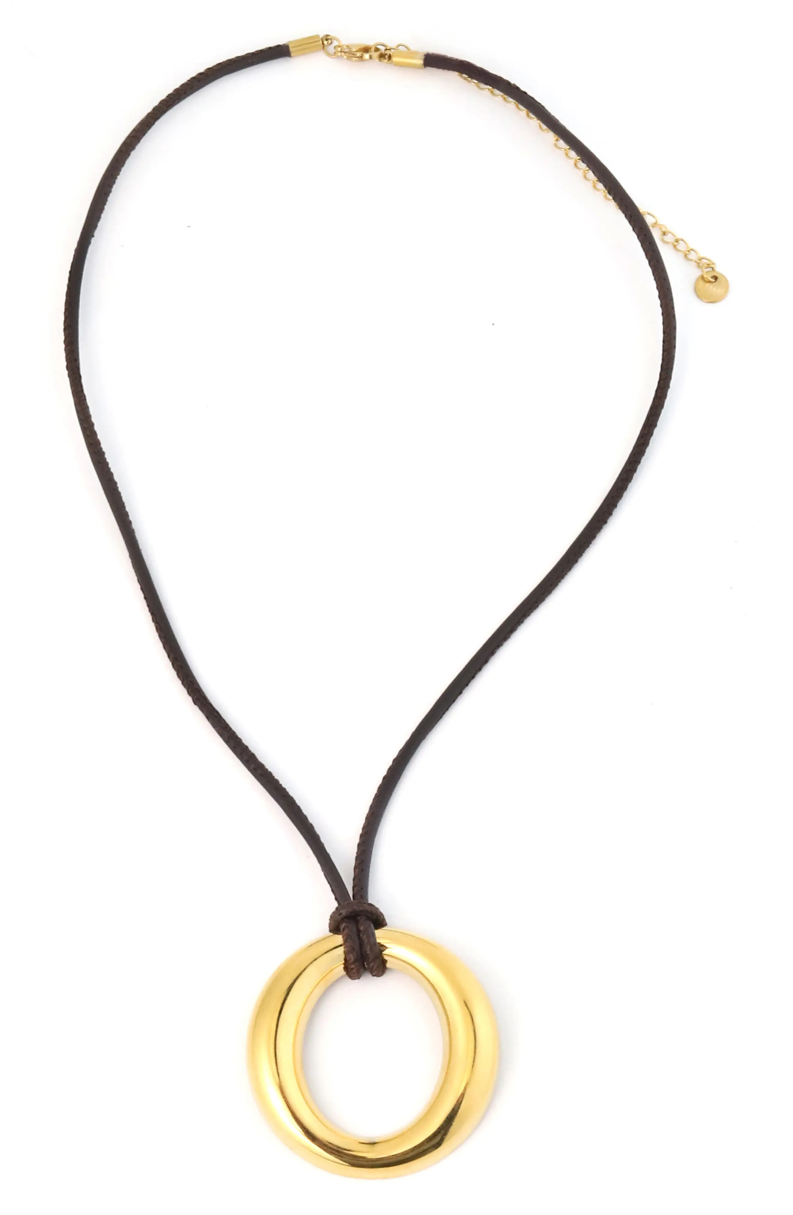 Panacea Cord Circle Pendant Necklace in Gold/Brown at Nordstrom Rack | Nordstrom Rack