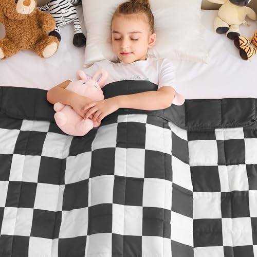 yescool Black Checkered Weighted Blanket 10 Pounds Plaid Weighted Throw Blanket, Twin Heavy Blanket, Tartan Bed Blanket Gift for 80-110lbs, 48"x72" | Amazon (US)