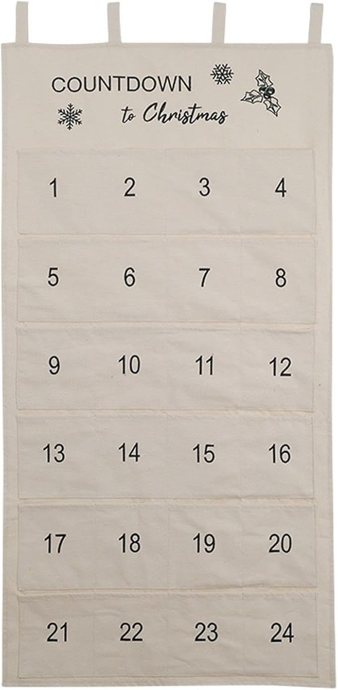 Christmas Advent Calendar, 24 Pockets Xmas Decoration 2023 Portable Practical Hanging Bag for Dra... | Amazon (US)