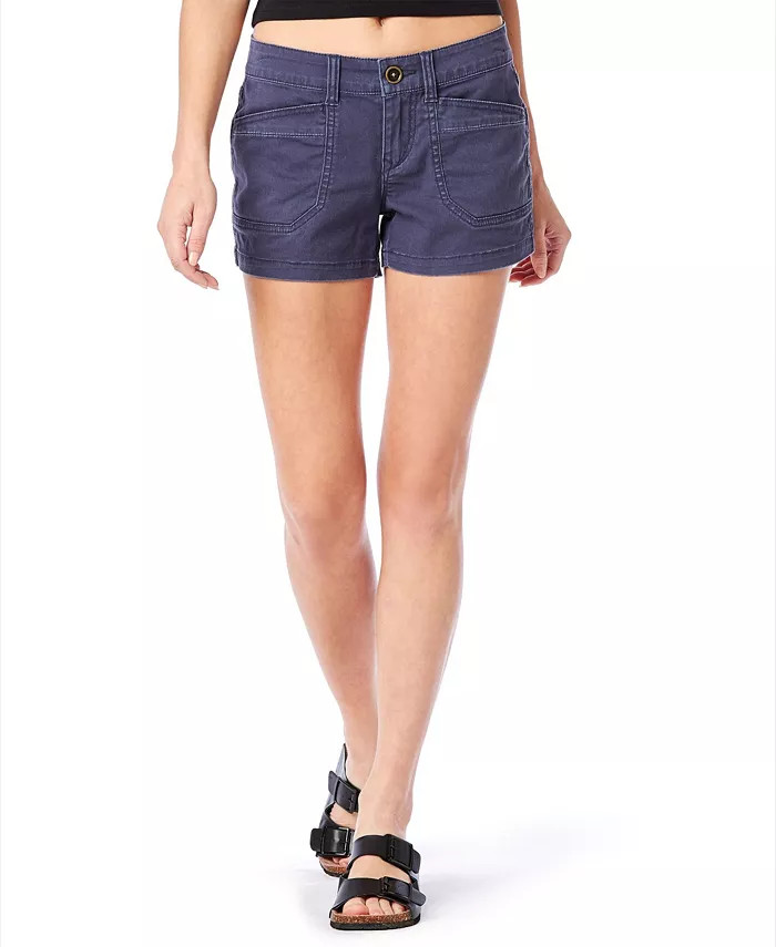 Juniors' Delaney Mid Rise Stretch Twill Shorts | Macys (US)