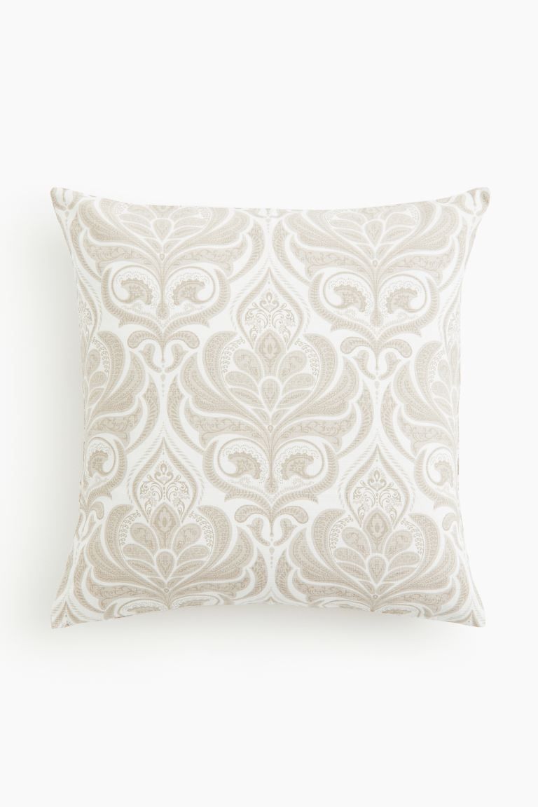 Damask-patterned Cushion Cover - Light beige/patterned - Home All | H&M US | H&M (US + CA)