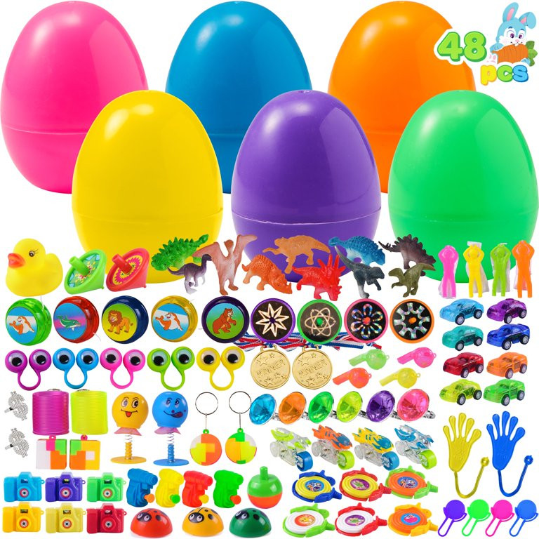 SYNCFUN 48 Packs Prefilled Easter Egg,Easter Egg with Toys Inside,Easter Basket Stuffers for Kids... | Walmart (US)