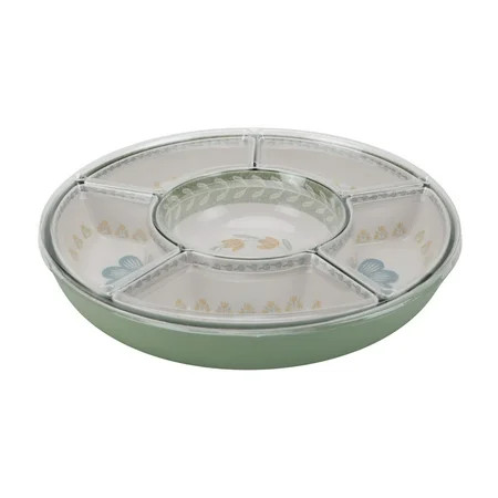 Better Homes and Gardens Bamboo Melamine Floral Chip and Dip Serve Tray | Walmart (US)