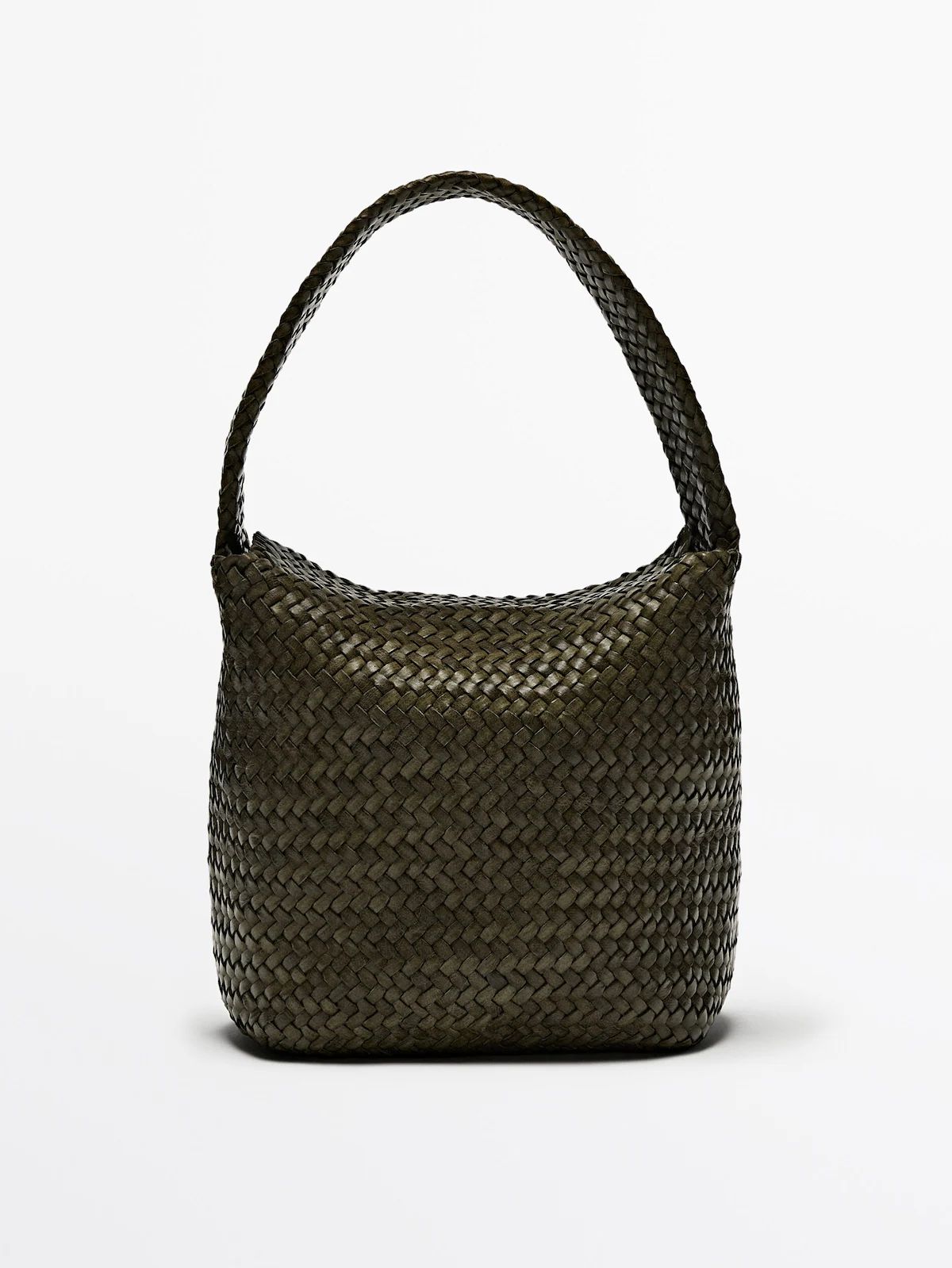 Woven nappa leather bucket bag | Massimo Dutti (US)