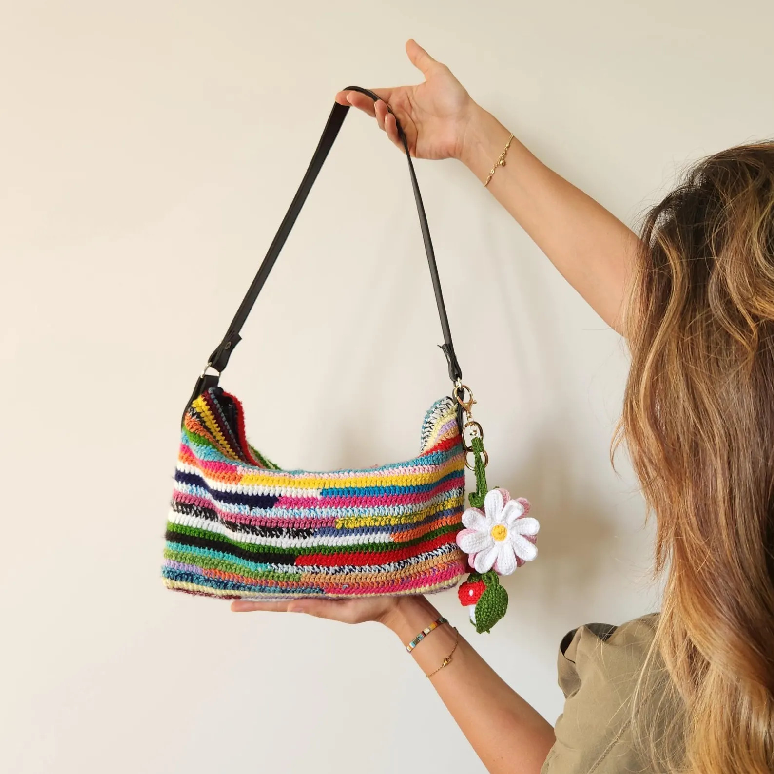 Handmade Rainbow Crochet Shoulder Bag – Boho Granny Square Purse with Zipper | Y2K Colorful Sum... | Etsy (Global)