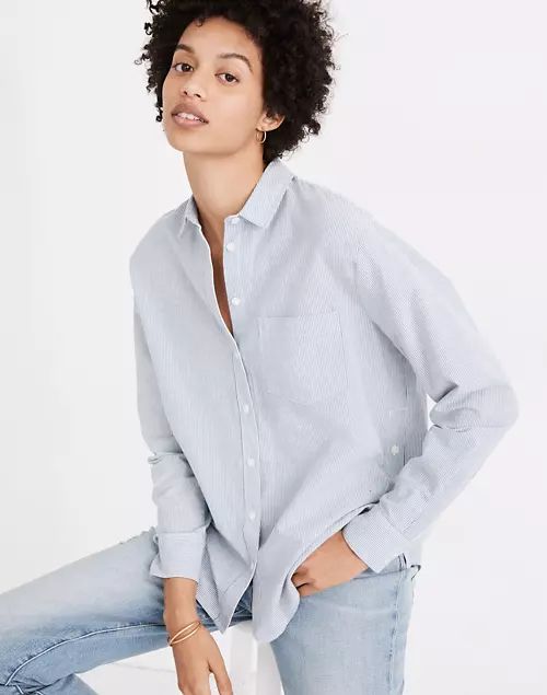 Side-Button Oversized Ex-Boyfriend Shirt in Stripe | Madewell