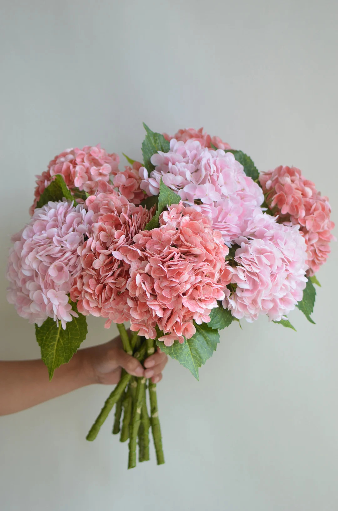 20 Real Touch Hydrangea Stem-light Pink/coral Pink , Luxry Realistic Artificial Flowers, DIY Wedd... | Etsy (US)