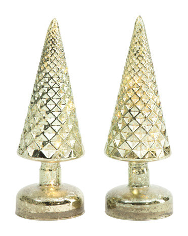 Set Of 2 Led Chamonix Vintage Glass Trees | TJ Maxx
