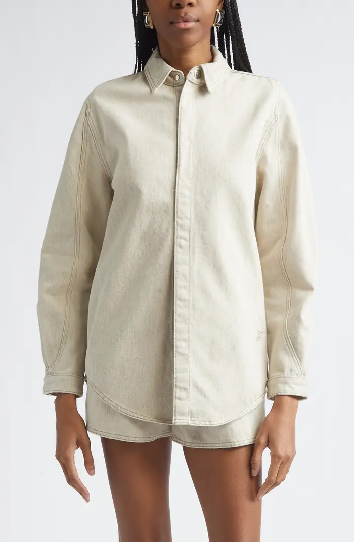 Jacquemus La Chemise Amelo de-N\u00eemes Denim Snap-Up Shirt | Nordstrom | Nordstrom