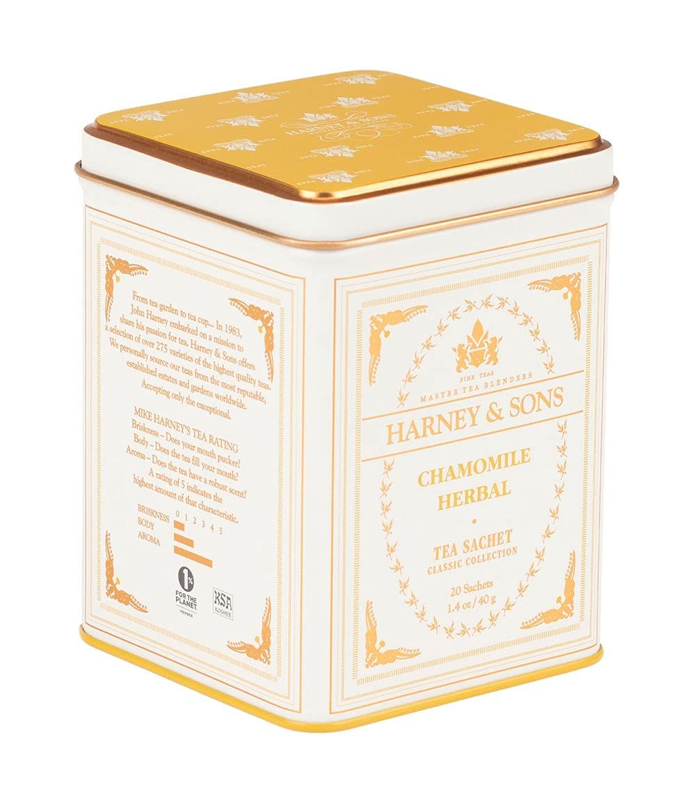 Harney & Sons Chamomile Herbal Tea, Classic Tin, 20 Sachets, white | Amazon (US)
