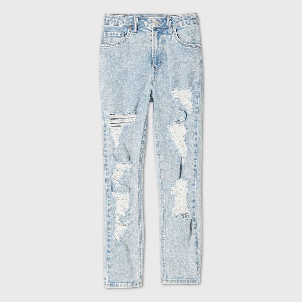 Women's Plus Size High-Rise Distressed Mom Jeans - Wild Fable™ Light Wash | Target