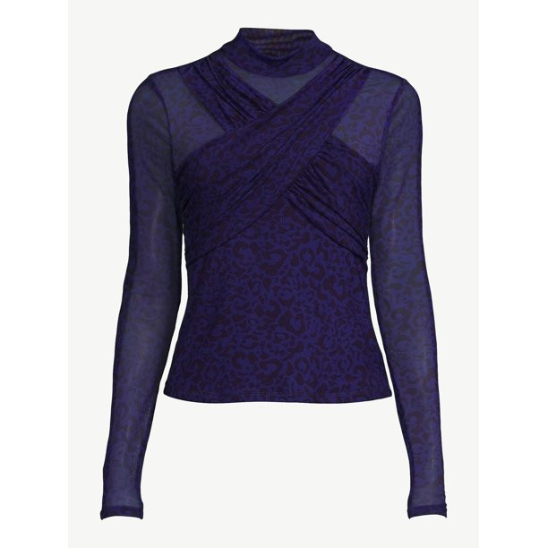 Scoop Women's Mesh Criss Cross Top, Sizes XS-XXL | Walmart (US)