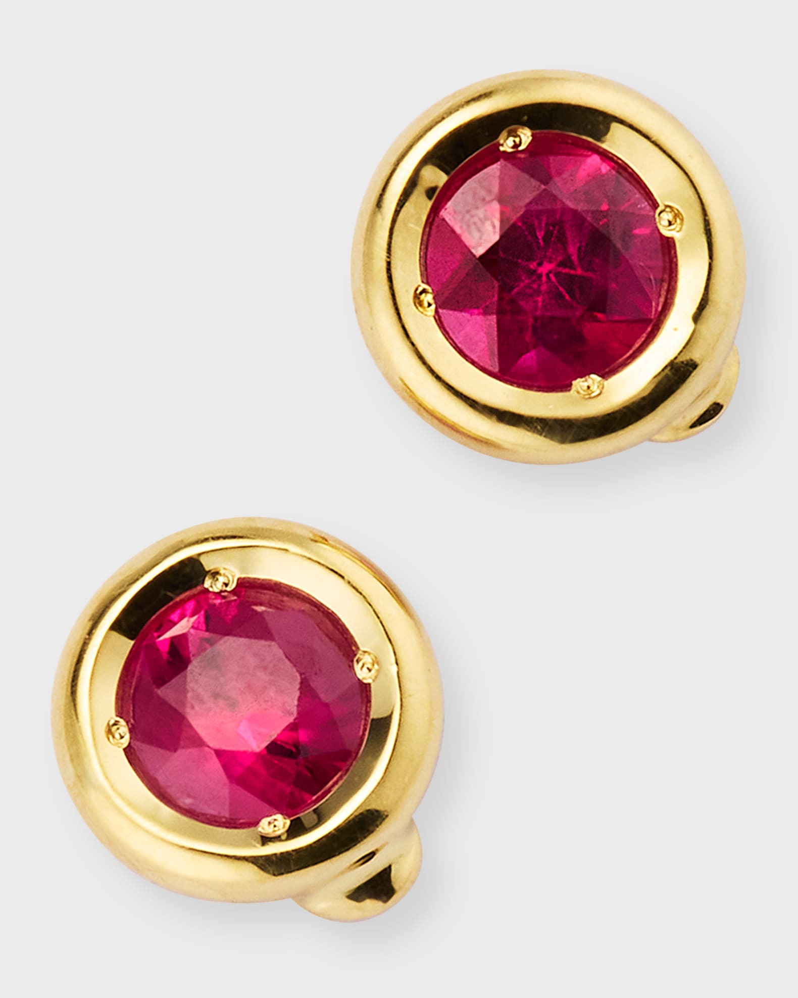18K Yellow Gold Tiny Ruby Stud Earrings | Neiman Marcus