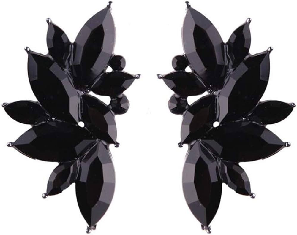 Crystal Angel Wings Flower Cluster Stud Black Blue Colorful Earrings Wedding Engagement Birthday ... | Amazon (US)