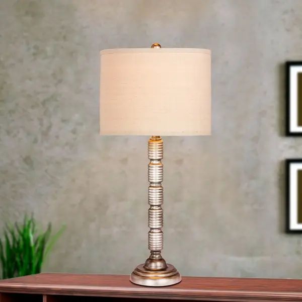 Fangio Lighting's 1562AS-2PK Pair of 30.5 in. Industrial, Ribbed Metal Table Lamps in a Antique S... | Bed Bath & Beyond