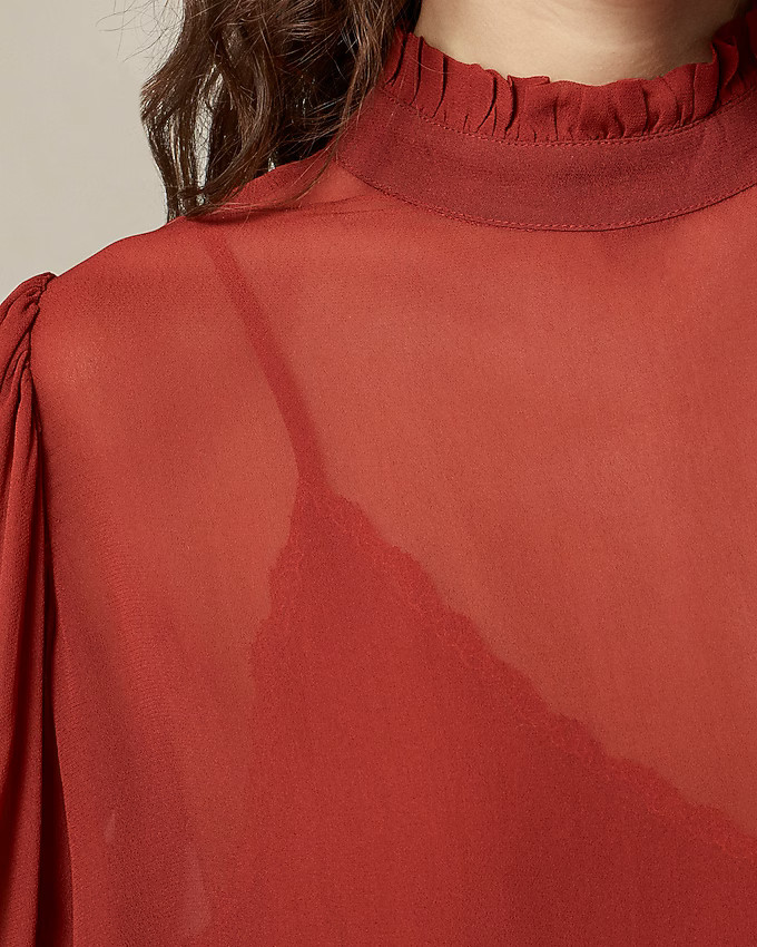 Ruffleneck top in chiffon | J. Crew US
