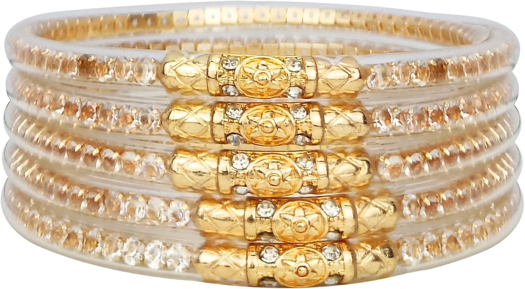 YBMYCM 5PCS Bling Jelly Bangles Bracelets Set for Women Bling Crystal Filled Jelly Silicone Brace... | Amazon (US)