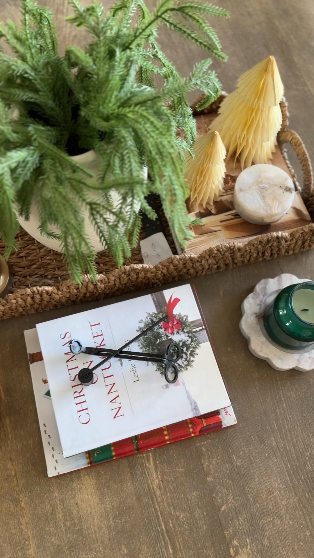 My coffee table styling is always a fave… I have my usual base of the scalloped tray & candle tray + match stick holder and added in some holiday coffee table books & the most beautiful real touch stems that don’t break the bank! 

#LTKHome #LTKHoliday #LTKVideo