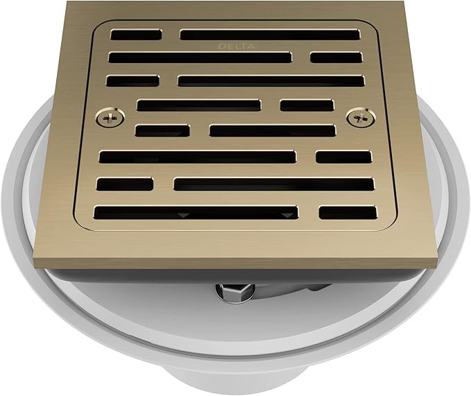 Delta Faucet 4 Inch Tile-In Square Shower Floor Drain Gold, Shower Drain Kit, Square Shower Drain... | Amazon (US)