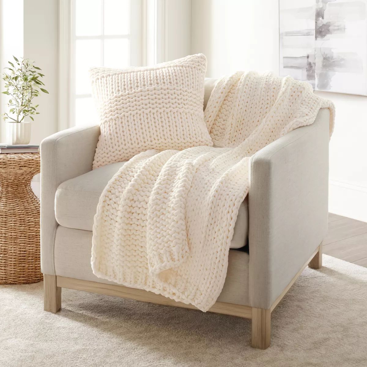Chunky Knit Throw Blanket and Decor Pillow Bundle - Becky Cameron | Target
