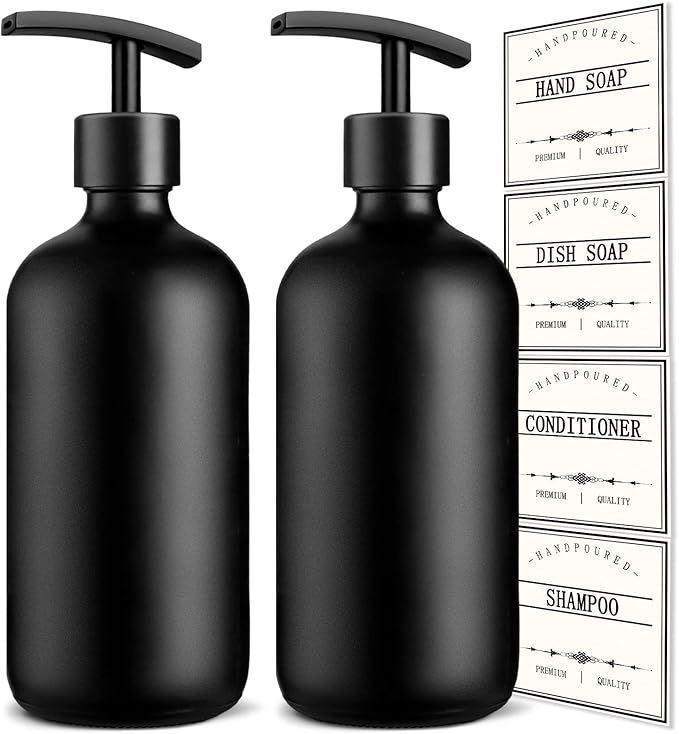 GMISUN Black Soap Dispenser, 16 Oz Hand and Dish Soap Dispenser Set with Zinc Alloy Pump, 2 Pack ... | Amazon (US)