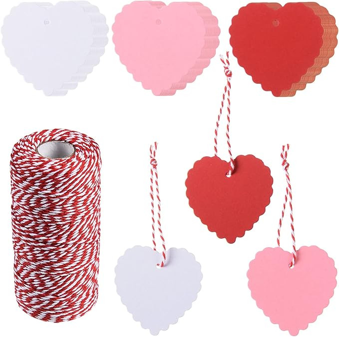 480 Pcs Valentine's Day Heart Gift Tags Heart Shape Kraft Paper Gift Tags Valentine's Day Hanging... | Amazon (US)
