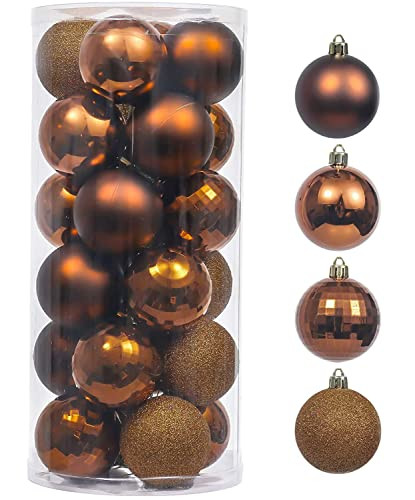 Valery Madelyn Christmas Tree Decorations Set for Fall Decor, 24ct Bronze Copper Shatterproof Christmas Ball Ornaments Bulk, 2.36 Inches Luxury Brown Hanging Ornaments for Xmas Holiday Party Decor | Amazon (US)
