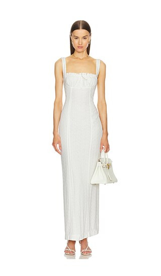 Petite Eyelet Column Dress in White | Revolve Clothing (Global)