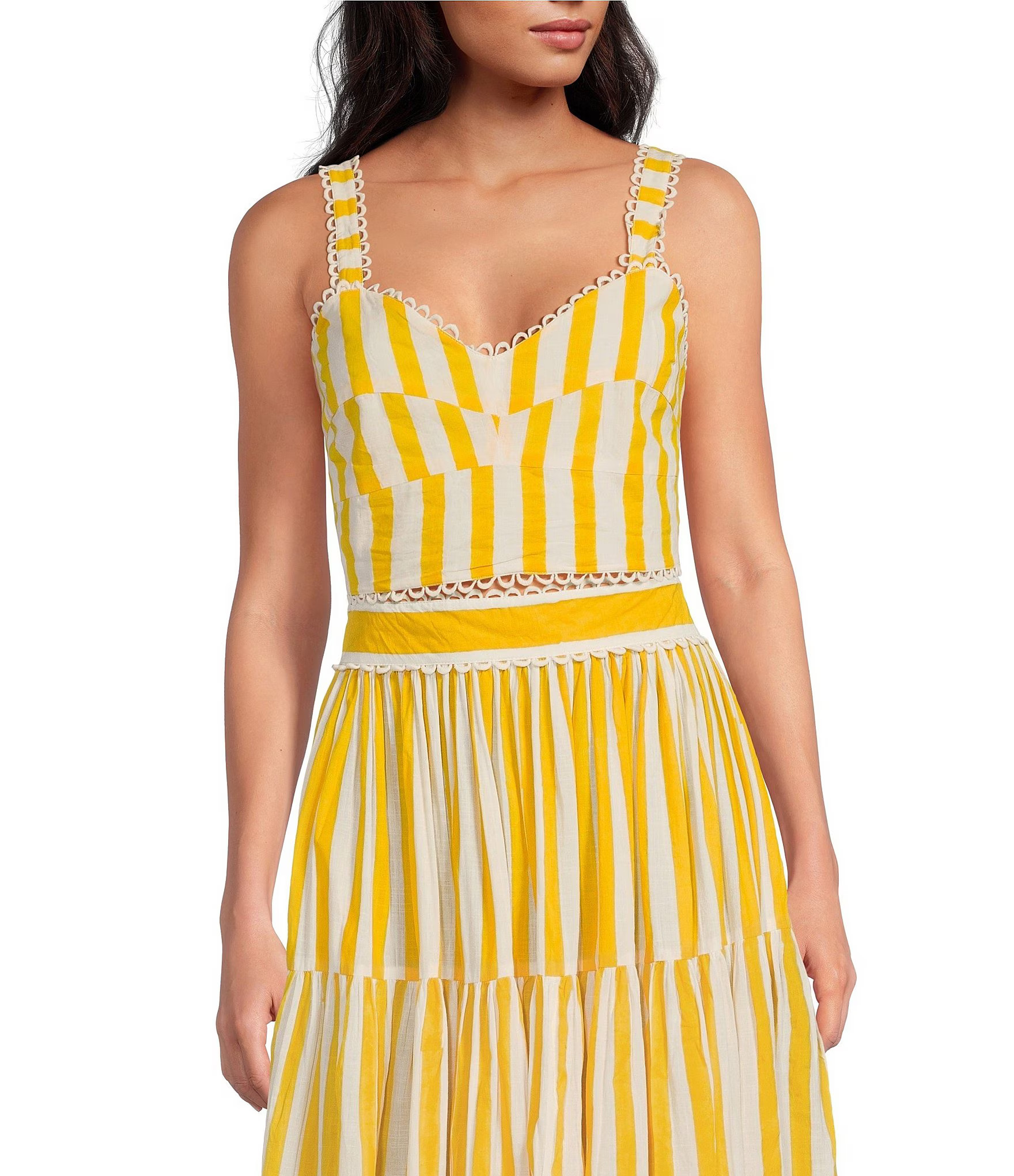 Coordinating Le Soleil Stripe Print Sweetheart Neckline Sleeveless Bra Top | Dillard's
