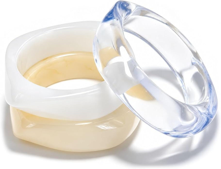 3Pcs Chunky Acrylic Bracelets for Women Large Square Chunky Acrylic Resin Bangle Bracelets Set Je... | Amazon (US)