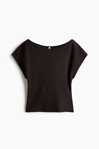 H & M - Boat-Neck Top - Dark Brown | H&M (US + CA)