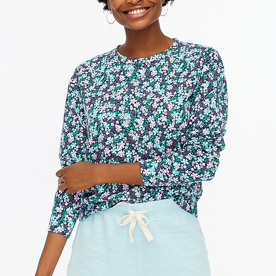 Floral French terry sweatshirtItem BE278 
 
 
 
 
 There are no reviews for this product.Be the f... | J.Crew Factory