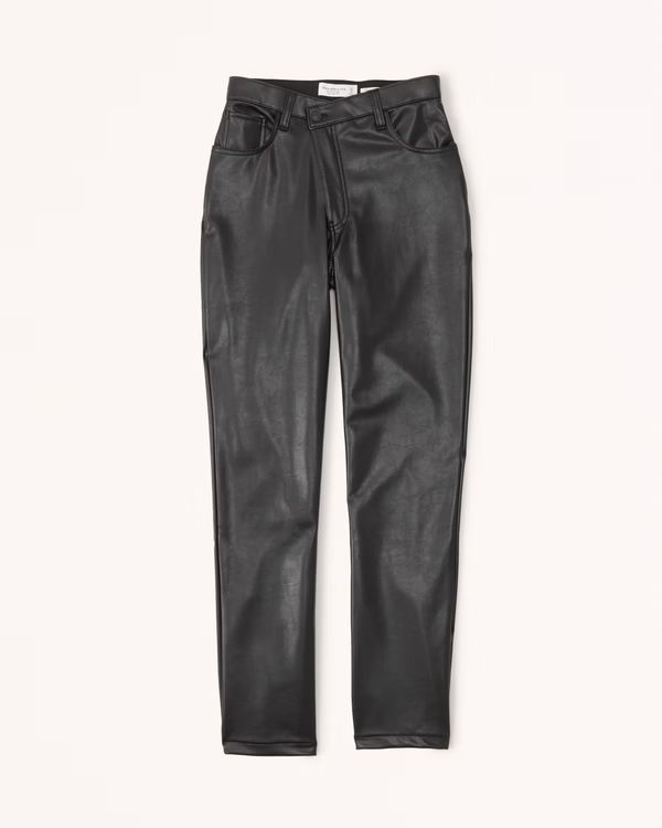 Women's Curve Love Criss-Cross Waistband Vegan Leather 90s Straight Pants | Women's Bottoms | Abe... | Abercrombie & Fitch (US)
