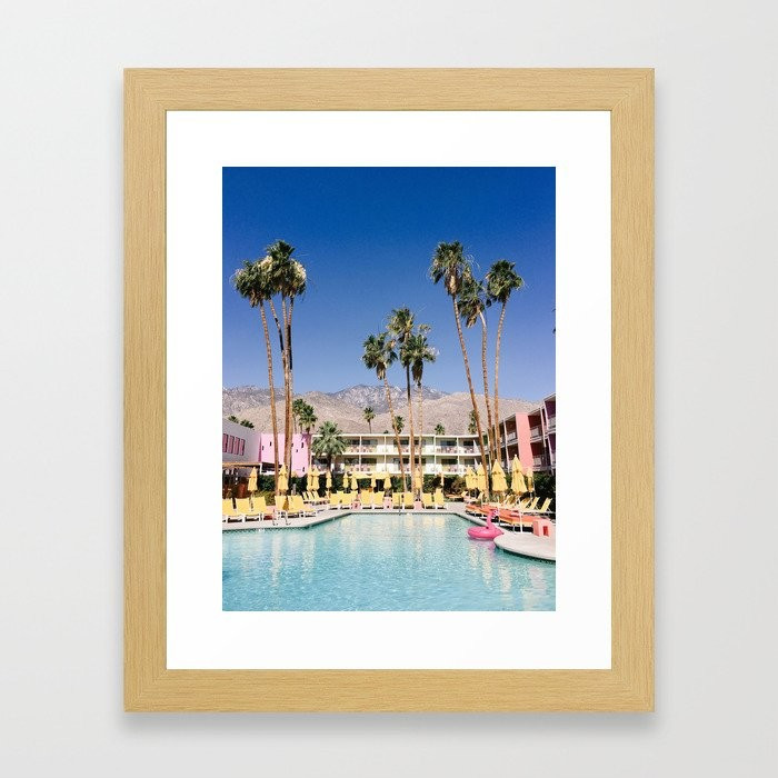 Poolside Palm Trees Framed Art Print | Society6