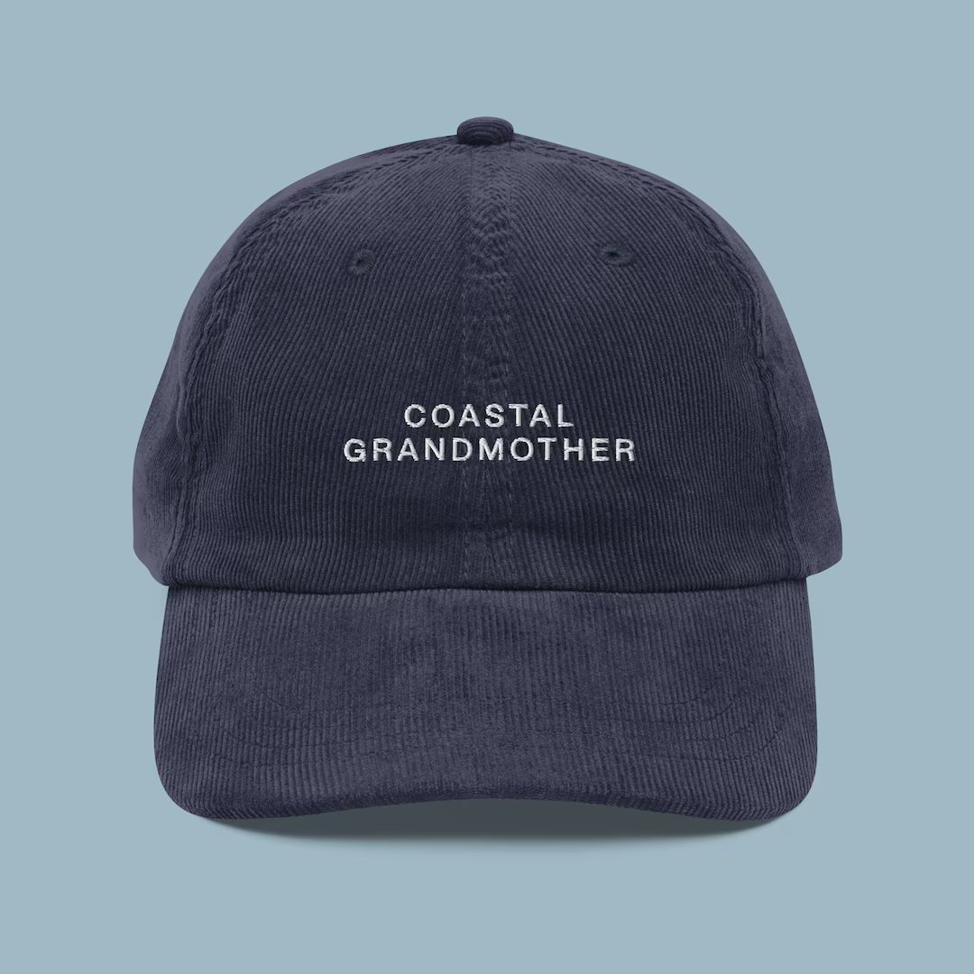 Coastal Grandmother Embroidered Corduroy Hat - Etsy | Etsy (US)
