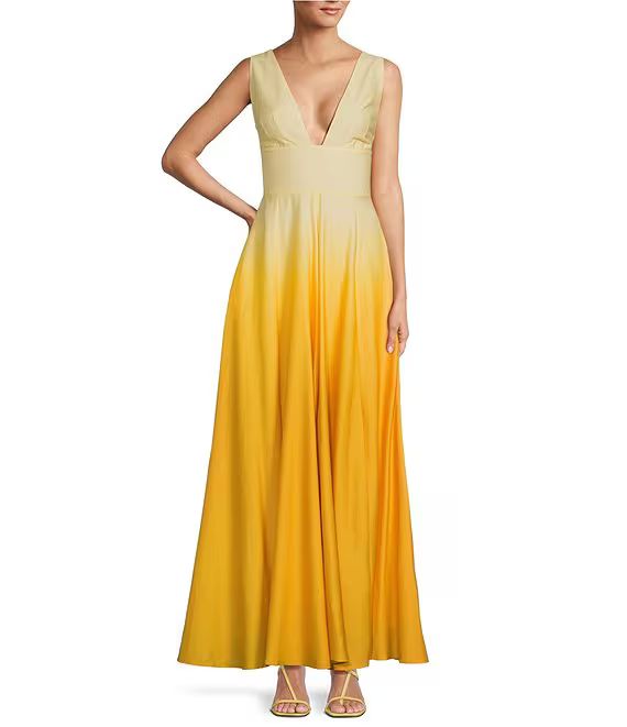 x M.G. Style M.G. Cotton Ombre Deep V-Neck A-Line Dress | Dillard's