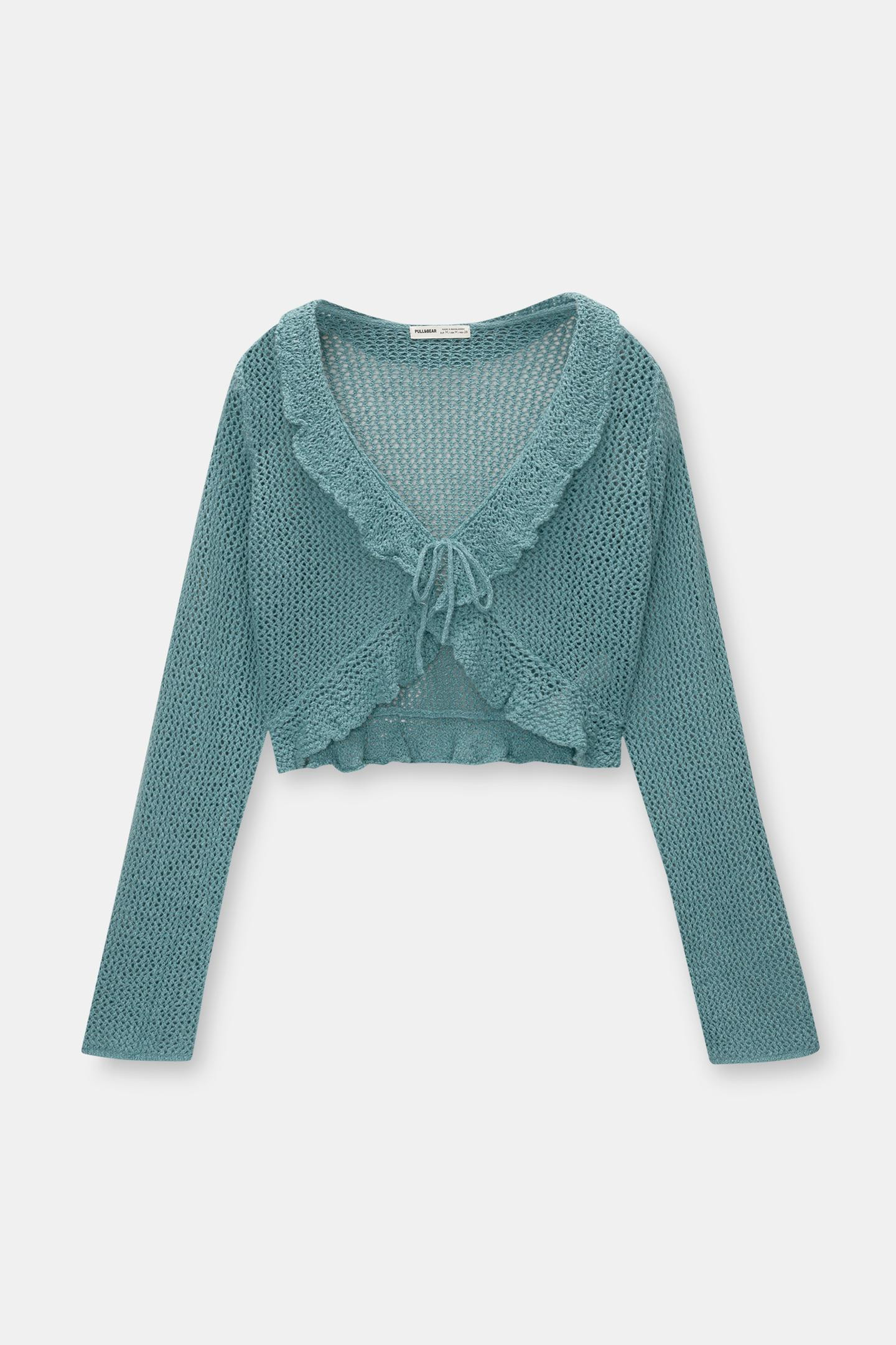 Openwork cropped cardigan | PULL and BEAR UK